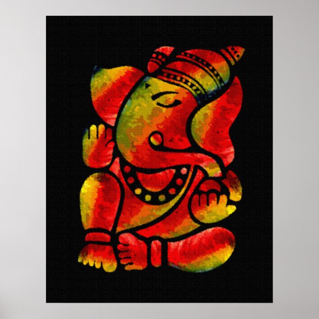 Pôster Pintura Colorida de Canvas Ganesha (Frente)