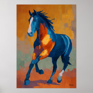 Poster Pintura Colorida de Cavalo Impressionista Moderna