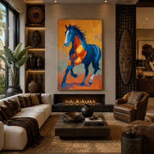 Poster Pintura Colorida de Cavalo Impressionista Moderna