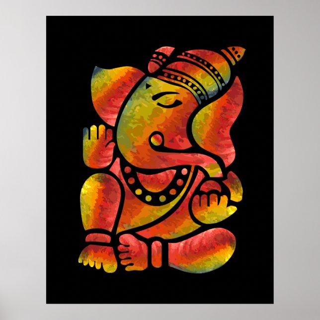 Poster Pintura Colorida de Ganesha (Frente)