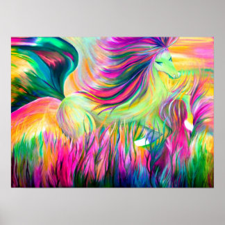 Pôster Pintura colorida em cavalos