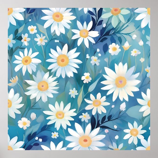 Poster Pintura com flores brancas (Frente)
