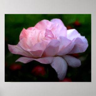 Pôster Pintura com Foto de Arte Flor Rosa Forte