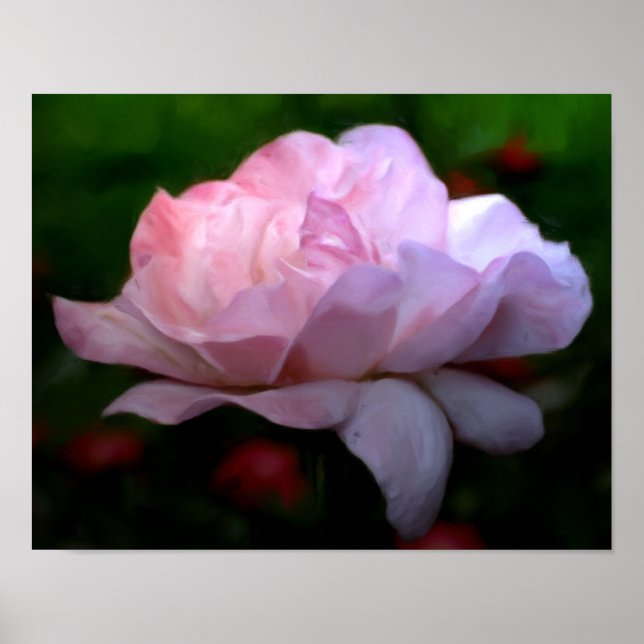 Pôster Pintura com Foto de Arte Flor Rosa Forte (Frente)