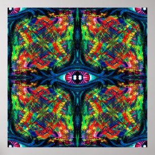 Pôster Pintura com torção de olhos e trippy