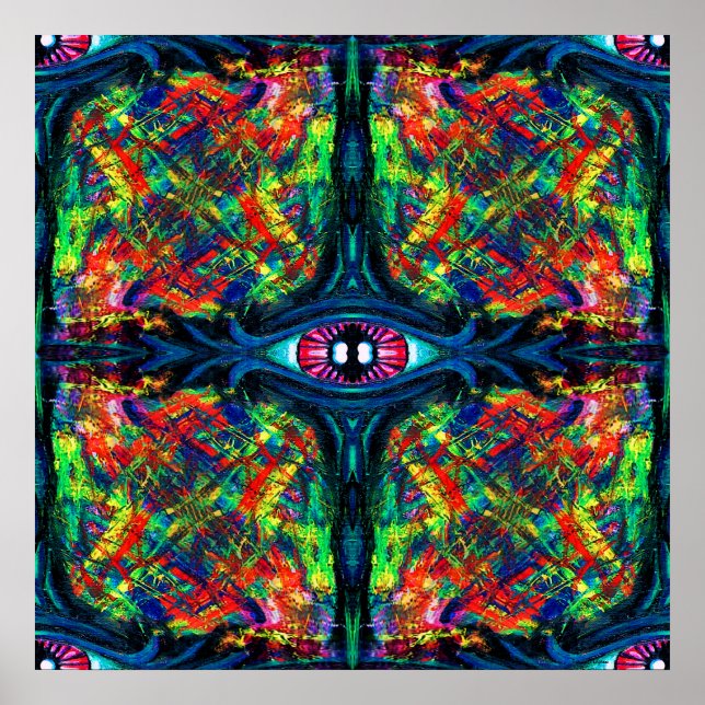 Pôster Pintura com torção de olhos e trippy (Frente)
