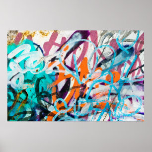 Poster Pintura concreta, feita de penas, vestida e danifi
