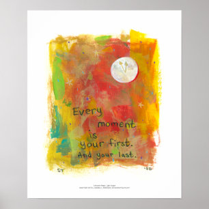 Pôster Pintura da arte moderna da lua do zen - viva no