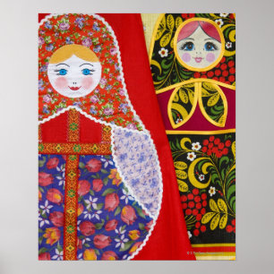 Pôster Pintura da boneca de Matryoshka do russo
