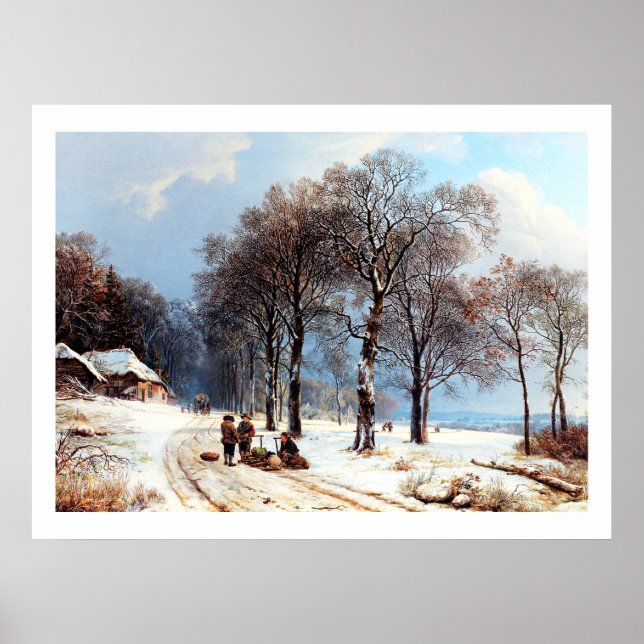 Pôster Pintura da cena de inverno da Vintage (Frente)