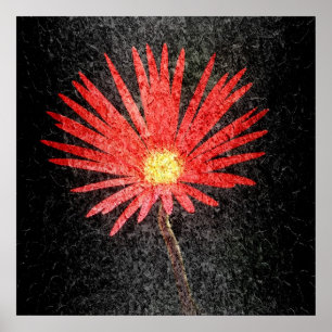 Poster Pintura da Flor Vermelha