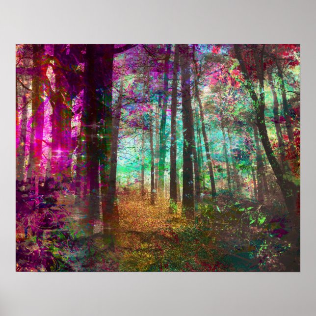 Poster Pintura da Floresta de Fantasia de ouro (Frente)