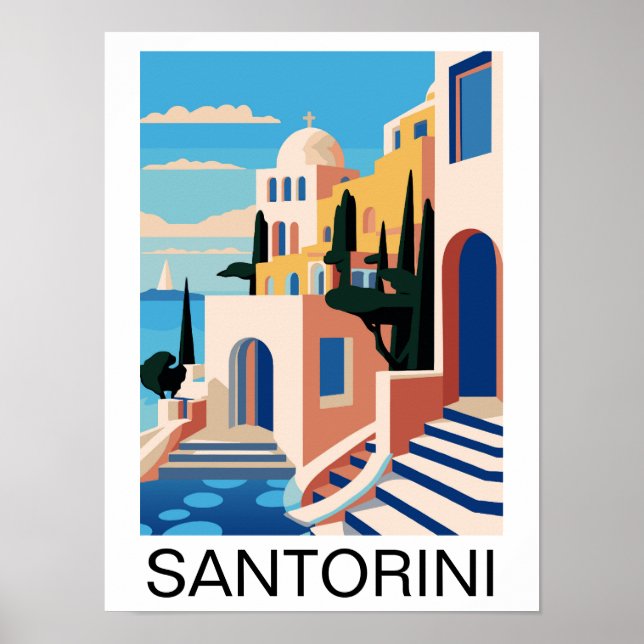 Poster Pintura da Grécia Santorini (Frente)