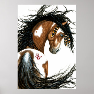 Poster Pintura da Guerra do Cavalo Majestoso Pinto por Bi