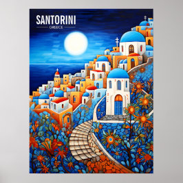 Poster Pintura da Ilha Santorini | Viagem de Grécia | Art