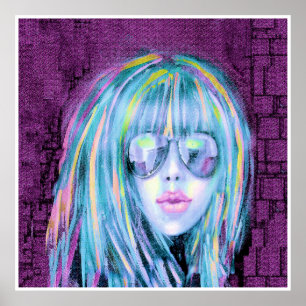 Pôster Pintura da jovem mulher contemporânea 2
