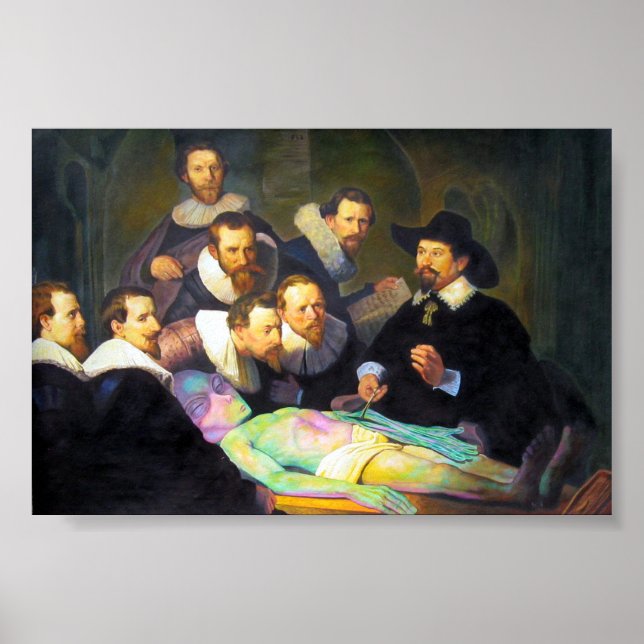 Poster Pintura da lição de anatomia com Alienígena horizo (Frente)