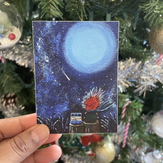 Poster Pintura da Lua e Estrelas Azul Marinho de Arte Fin (Criador carregado)