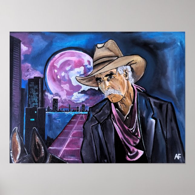 Poster Pintura da Lua Neon por Alfred Fox (Frente)