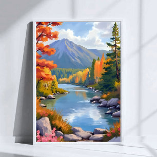Poster Pintura da Paisagem do Outono de New England