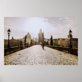 Poster Pintura da ponte de Charles em Praga no nascer do 