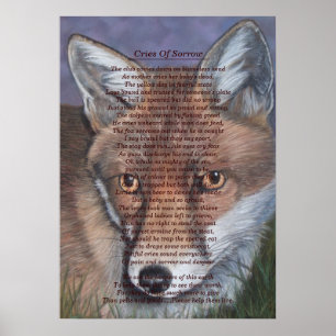 Pôster pintura da raposa com poema original dos animais