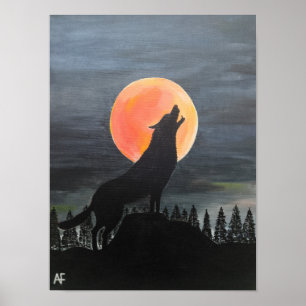 Poster Pintura da Silhueta de Lobo por Alfred Fox