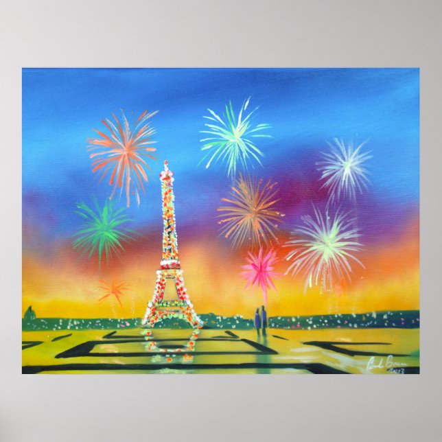 Pôster Pintura da Torre Eiffel em Paris (Frente)