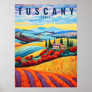 Poster Pintura da Toscana no outono Itália Viagem Art