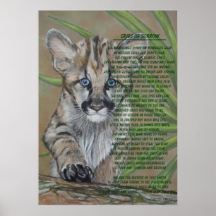 Pôster pintura da vida selvagem de gatinho com poema arte