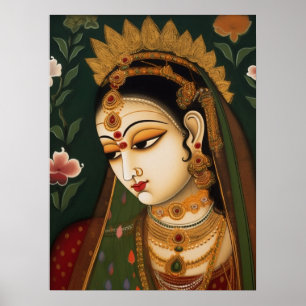 Poster Pintura da Vintage Indian Woman Retrait Pichwai