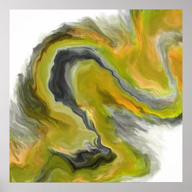 Poster Pintura de Abstrato amarelo e preto (Frente)