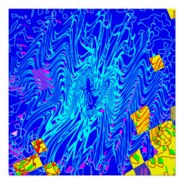 Pôster Pintura de Abstrato Azul Moderno