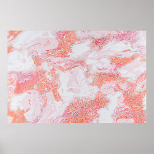 Poster Pintura de abstrato branco e azul