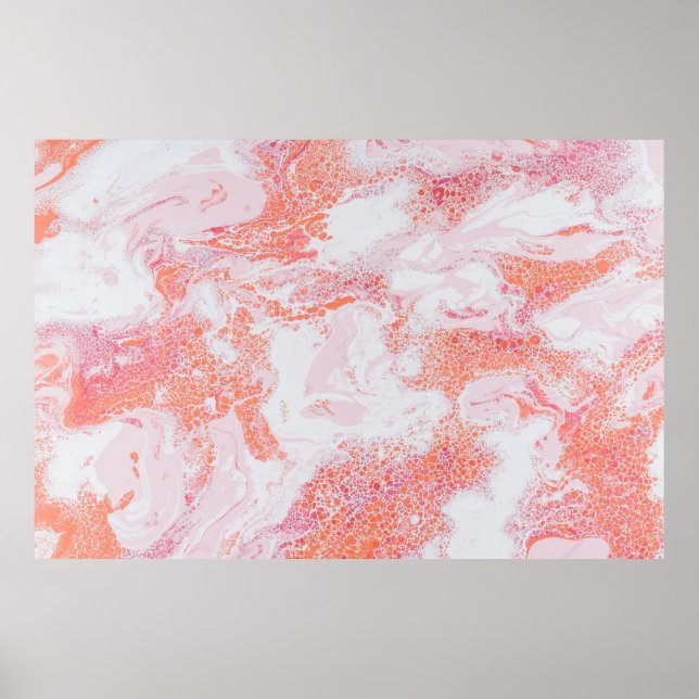 Poster Pintura de abstrato branco e azul (Frente)