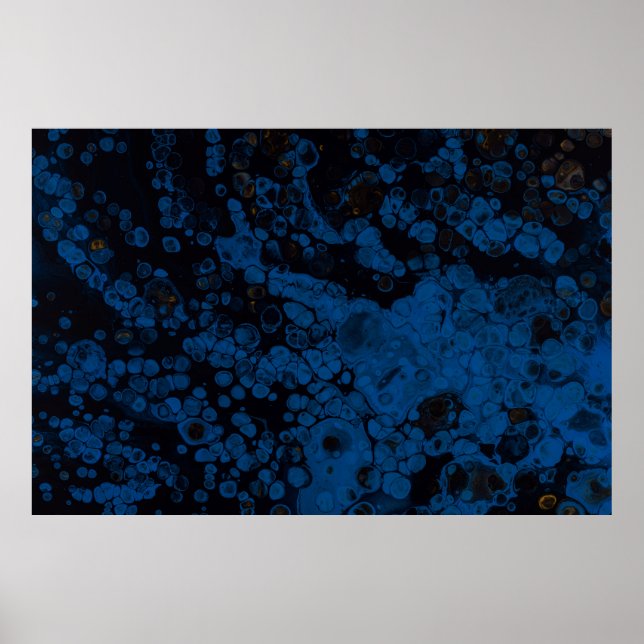 Poster Pintura de abstrato branco e azul (Frente)
