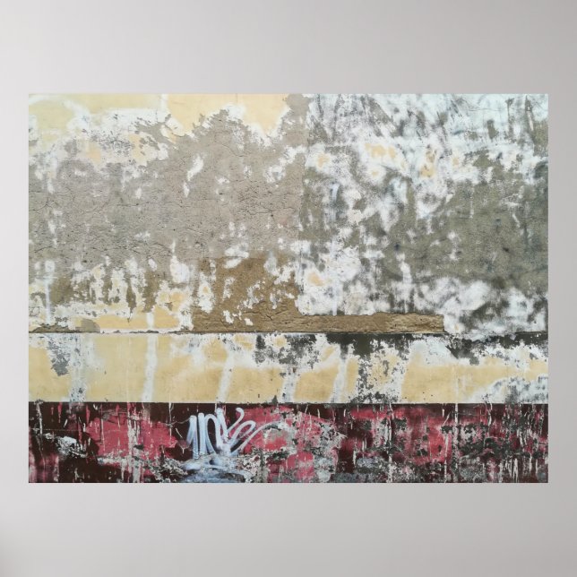 Poster Pintura de abstrato branco e castanho (Frente)