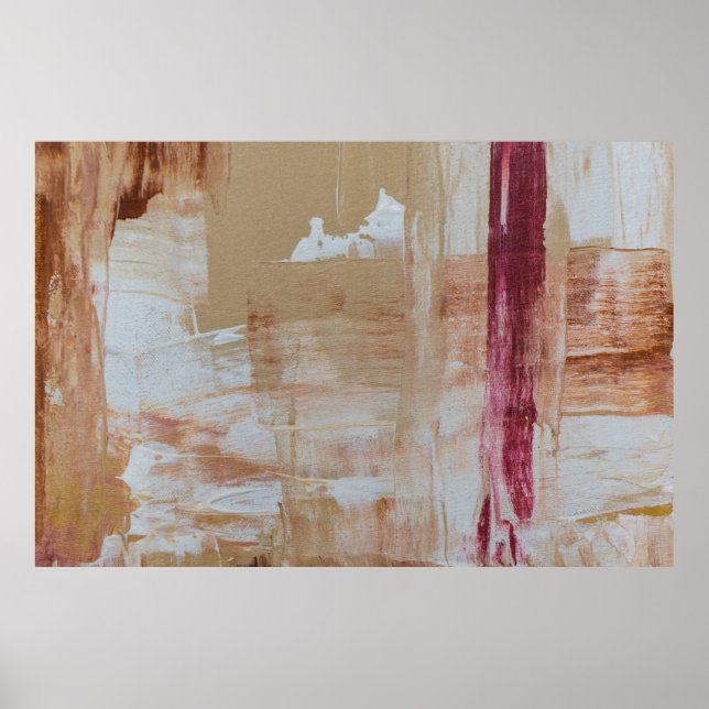 Poster Pintura de abstrato branco e castanho (Frente)