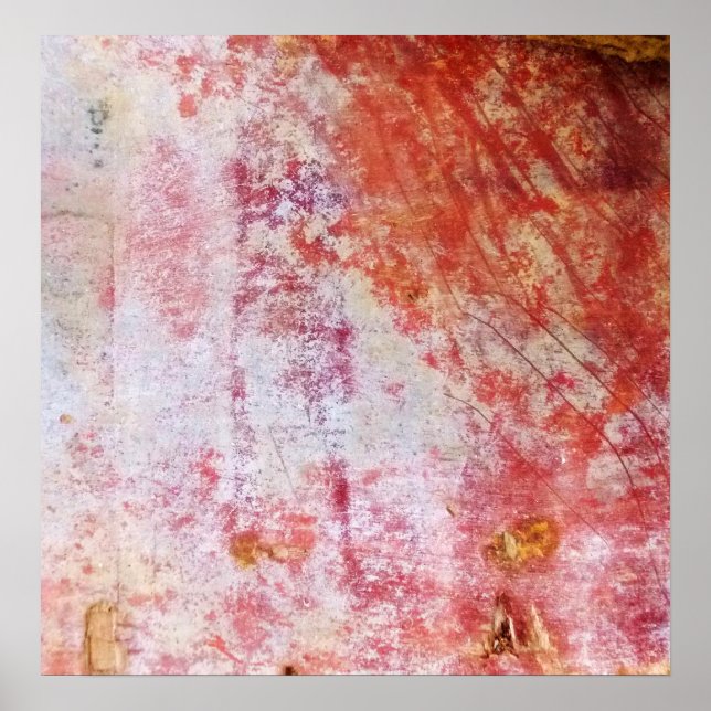 Poster Pintura de Abstrato branco e vermelho (Frente)