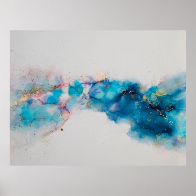 Poster Pintura de Abstrato com tinta a álcool. Tinta alco (Frente)