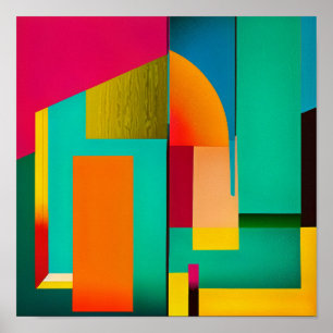 Poster Pintura de Abstrato de bloco de cores