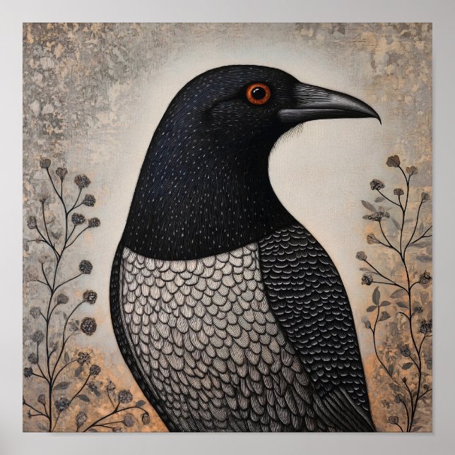 Poster Pintura de Abstrato de Retrato Crow (Frente)