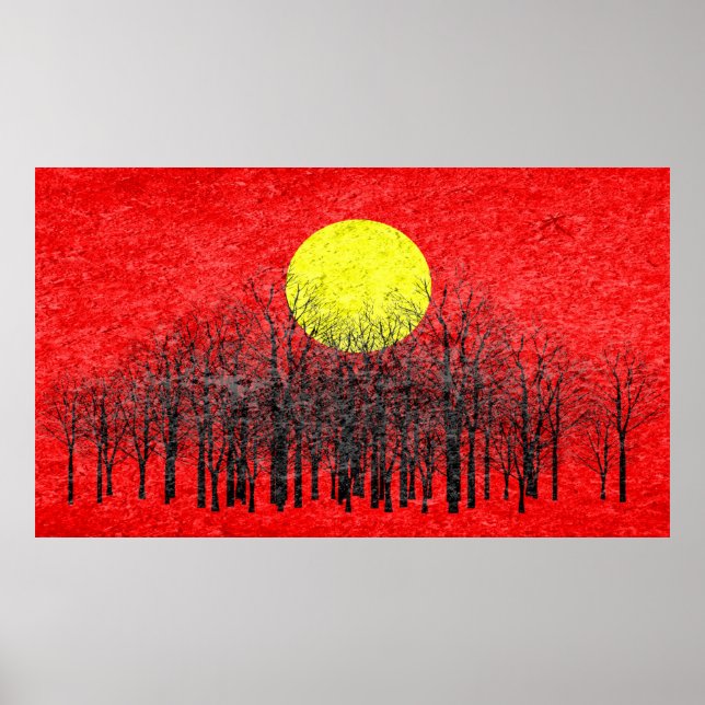 Poster Pintura de Abstrato de Sunset Vermelho #3 (Frente)