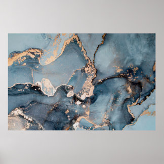 Poster Pintura de abstrato fluido de luxo a tinta alcoóli
