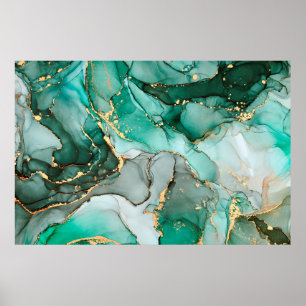 Poster Pintura de abstrato fluido de luxo natural em alco