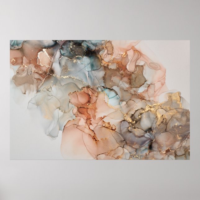 Poster Pintura de abstrato fluido de luxo natural em alco (Frente)