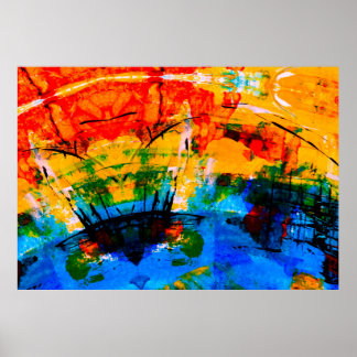 Poster pintura de abstrato na parede de concreto.