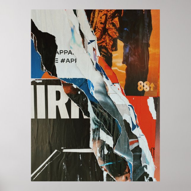 Poster Pintura de abstrato preto branco e laranja (Frente)