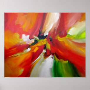 Poster Pintura de Abstrato verde amarelo vermelho
