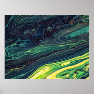 POSTER PINTURA DE ABSTRATO VERDE E PRETO